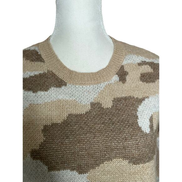 Lucky Brand Neutral Camu Crew Neck sweater Beige Blend Women's sz Medium - Picture 7 of 12